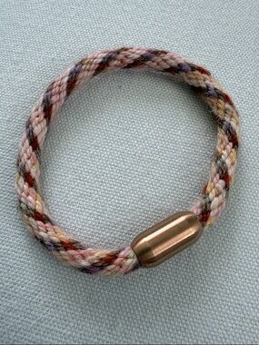 Handcrafted Alpaca Yarn Bracelet with Magnetic Rose Gold Clasp